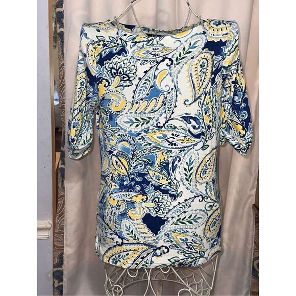 GREAT CONDITION WOMEN LAUREN RALPH LAUREN Plus-Size Paisley Stretch Cotton Boatn - Picture 9 of 9